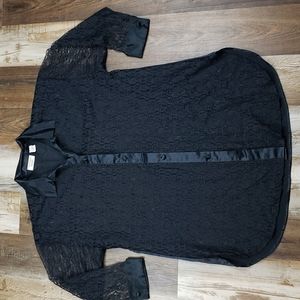 Vintage Victoria's Secret Gold Label Collared Sheer Lace Front Button Down Sz M